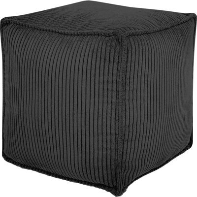 Stylish Pouf Cover 17.7 Inch Black Square Ottoman Footrest - image 1