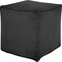 Stylish Pouf Cover 17.7 Inch Black Square Ottoman Footrest