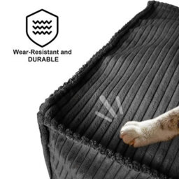 Stylish Pouf Cover 17.7 Inch Black Square Ottoman Footrest - thumbnail 3