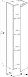 Affine Bathroom Wall Hung Mounted Tall Cabinet Cupboard Storage Furniture Unit Wood - thumbnail 4