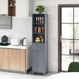172 Cm Tall Bathroom Cabinet Freestanding Storage Unit - thumbnail 1