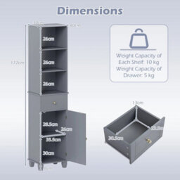 172 Cm Tall Bathroom Cabinet Freestanding Storage Unit - thumbnail 2