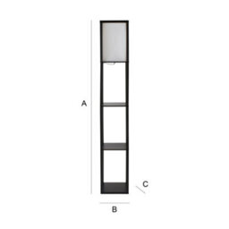 Valuelights Struttura Black Shelving Unit Floor Lamp With Fabric Shade - thumbnail 8