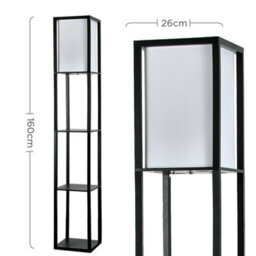 Valuelights Struttura Black Shelving Unit Floor Lamp With Fabric Shade - thumbnail 9