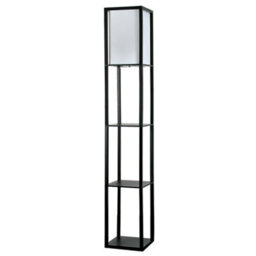 Valuelights Struttura Black Shelving Unit Floor Lamp With Fabric Shade