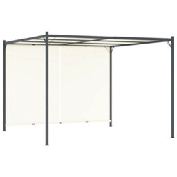 Pergola With Adjustable Roof Cream White 3X3 M Steel - thumbnail 1