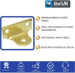 SISI UK Right Angle Picture Brackets Hooks Picture Hanging Plate Brass L Shaped Brackets Wall Brackets Fixing Picture Mirror Pack Of 6 - thumbnail 3