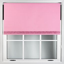 Furnished Pink Blackout Roller Blind With Pink Glitter Edge - Trimmable (W)60Cm X (L)165Cm - thumbnail 1