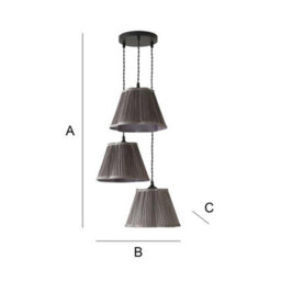 Valuelights Loralei Grey Pleated Faux Silk 3 Drop Cluster Matte Black Ceiling Pendant Light - thumbnail 8