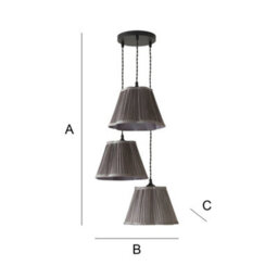 Valuelights Loralei Grey Pleated Faux Silk 3 Drop Cluster Matte Black Ceiling Pendant Light - thumbnail 7