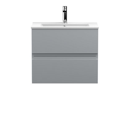 Hudson Reed Urban Satin Grey Wall Hung 2 Drawer Vanity Unit And Basin With Silent Close, 518 X 605 X 395 - image 1
