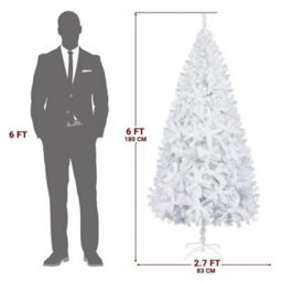 6Ft Artificial White Christmas Tree Xmas Decorated Tree Branches With Stand - thumbnail 2