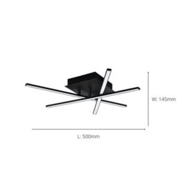 Eglo Lasana 3 Black Metal 3-Light Integrated Led Flush Light (D) 50Cm - thumbnail 4