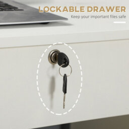 Homcom Computer Desk Writing Desk With Five Drawers For Home Office White - thumbnail 4