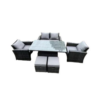 ABC London Rattan Outdoor Furniture 6 Seater With Dining Table - image 1