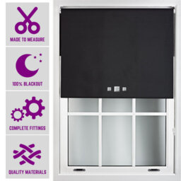 Furnished Triple Square Eyelet Blackout Blind Free Cut Service - Black (W)60Cm X (L)165Cm