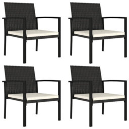Berkfield Garden Dining Chairs 4 Pcs Poly Rattan Black