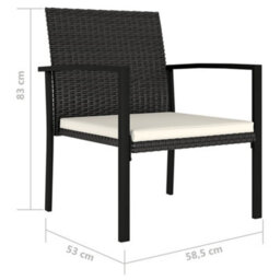 Berkfield Garden Dining Chairs 4 Pcs Poly Rattan Black - thumbnail 5