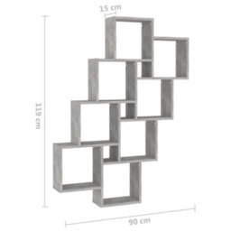 Berkfield Wall Cube Shelf Concrete Grey 90X15X119 Cm Engineered Wood - thumbnail 6