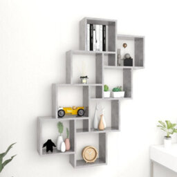 Berkfield Wall Cube Shelf Concrete Grey 90X15X119 Cm Engineered Wood - thumbnail 1
