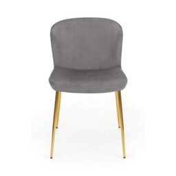 Julian Bowen Pair Of  Harper Grey Velvet Dining Chairs, Upholstered, Set Of 2, Gold Metal Legs, Height: 82 X Width: 49 X Depth: 60Cm - thumbnail 5