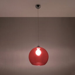 Sollux Lighting Ball Glass & Steel Red 1 Light Classic Pendant Ceiling Light - thumbnail 2