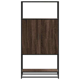 Berkfield Highboard Brown Oak 68X35X139 Cm Engineered Wood And Metal - thumbnail 4