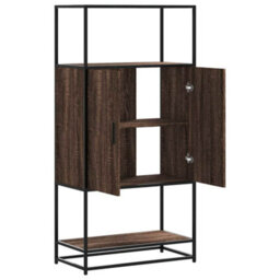Berkfield Highboard Brown Oak 68X35X139 Cm Engineered Wood And Metal - thumbnail 7