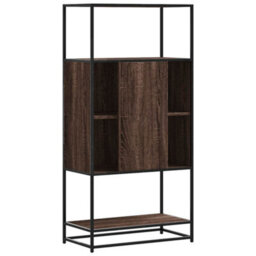 Berkfield Highboard Brown Oak 68X35X139 Cm Engineered Wood And Metal - thumbnail 6