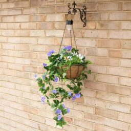Primrose Pair Of Artificial Duranta Purple Flowers Hanging Basket With Solar Light  26Cm - thumbnail 4