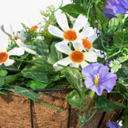 Primrose Pair Of Artificial Duranta Purple Flowers Hanging Basket With Solar Light  26Cm - thumbnail 2