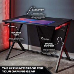 X Rocker Ocelot 115Cm Gaming Desk With Mousepad - Carbon Black - thumbnail 5