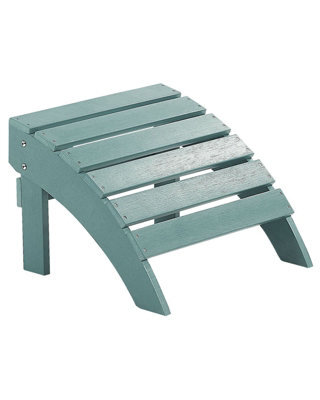 Beliani Turquoise Weatherproof Faux Wood Slatted Garden Footstool, W50 X D43 X H34Cm - image 1