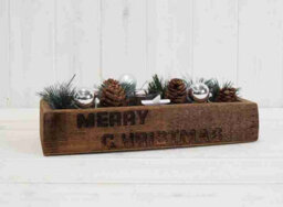 Annibells Wooden Triple Tea Light Holder Pine Cones & Stars (7695)