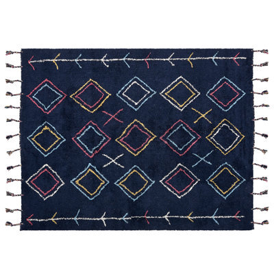 Beliani Rug Corum Black 160 X 230 Cm Cotton - image 1