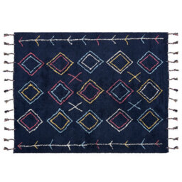 Beliani Rug Corum Black 160 X 230 Cm Cotton - thumbnail 1