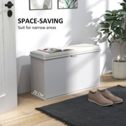 Homcom Shoe Storage Bench With Cushion And Flip-Drawer 80X26X47.5Cm White - thumbnail 6