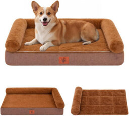 Luckracer Medium Dog Bed Sofa Washable Orthopedic Dog Beds Blue 75X50X15Cm - thumbnail 1