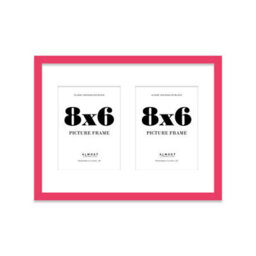 16X12 Inch 2 Opening Photo Collage Frame, Display Two 8X6 Inch Photos, Multi Aperture Family Picture Frame, Bright Pink - thumbnail 2
