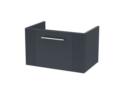 Hudson Reed Deco Wall Hung 1-Drawer Vanity Unit, Stylish Vanity Unit In Bathroom For Contemporary Interiors, Satin Soft Black - image 1