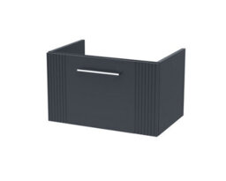 Hudson Reed Deco Wall Hung 1-Drawer Vanity Unit, Stylish Vanity Unit In Bathroom For Contemporary Interiors, Satin Soft Black - thumbnail 1