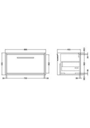 Hudson Reed Lille 800mm Wall Hung 1 Drawer Unit (455 Deep)-Graphite Grey Woodgrain - thumbnail 2