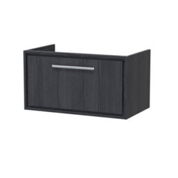 Hudson Reed Lille 800mm Wall Hung 1 Drawer Unit (455 Deep)-Graphite Grey Woodgrain - thumbnail 1