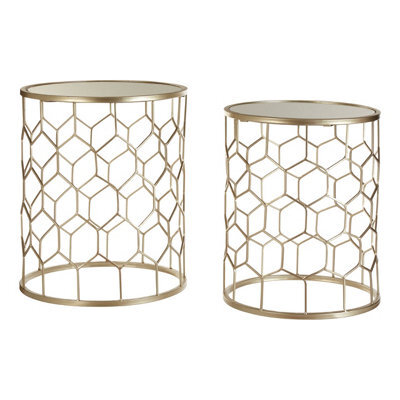 Orsina Versatile Design Set Of Two Honeycomb Side Tables, Industrial Table For Livingroom, Everyday Use Lounge Table - image 1