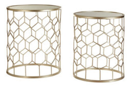 Orsina Versatile Design Set Of Two Honeycomb Side Tables, Industrial Table For Livingroom, Everyday Use Lounge Table - thumbnail 4