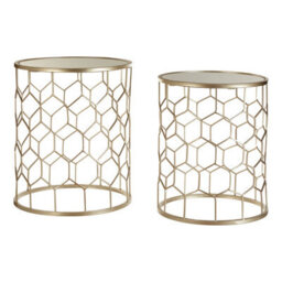 Orsina Versatile Design Set Of Two Honeycomb Side Tables, Industrial Table For Livingroom, Everyday Use Lounge Table - thumbnail 1