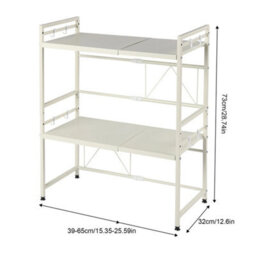 3 Tier Extendable Metal Microwave Rack Over Oven Toaster Shelf - thumbnail 2