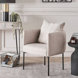Beliani Armchair With Cushion, Light Beige Faux Linen, Retro Style, W62 X D62 X H68Cm - thumbnail 2