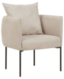 Beliani Armchair With Cushion, Light Beige Faux Linen, Retro Style, W62 X D62 X H68Cm - thumbnail 3
