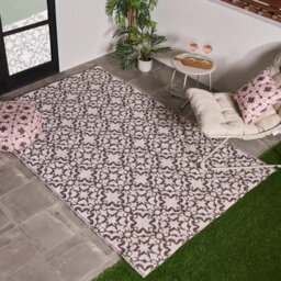 Ohs Tiles Print Reversible Outdoor Garden Rug Waterproof Area Floor Mat - thumbnail 1